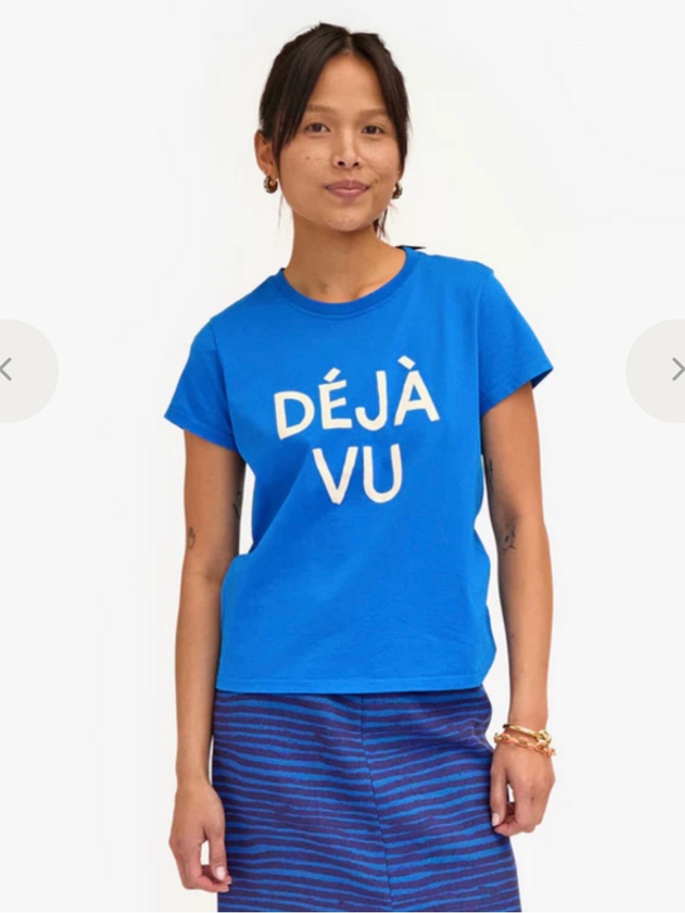 Clare V “DÉJÀ VU” Blue Graphic Tee | XL (Fits M)